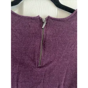 Tahari Back Zip Merino Wool Sweater Womens Size S Purple Plum Knit Pullover Top thumbnail 6