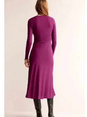 Boden Elodie Empire Midi Dress in Damson Berry Purple New with Tag W2536 Sz 14R thumbnail 2