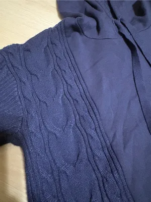 Lou & Grey Navy Cable-Panel Hoodie Sweater thumbnail 2