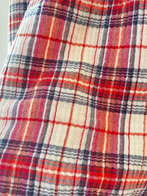 Free People Red Plaid Button-Up Shirt Cotton Gauze crinkle thumbnail 5