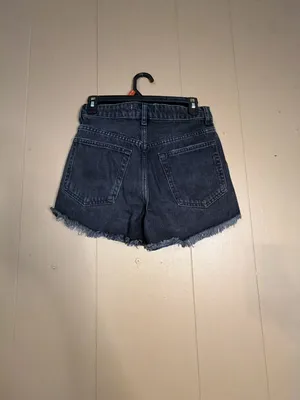 Zara Black Distressed Frayed Hem Denim Shorts thumbnail 2