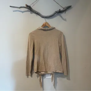 Anthropologie Moth Yemaya Draped Tan and White Sweater Cardigan thumbnail 4