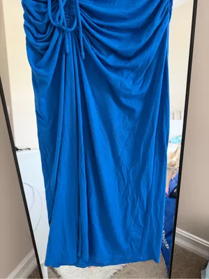 House of Harlow 1960 Cobalt Blue Ruched Drawstring Maxi Skirt thumbnail 5