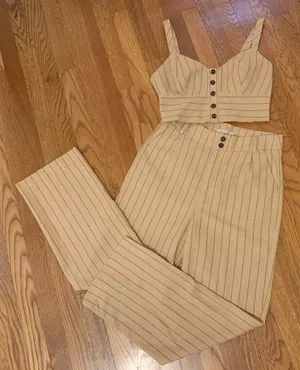Pinstripe pants and crop top matching set two piece pant set size M thumbnail 12