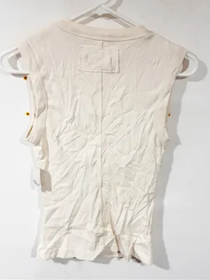 Free People We The Free Cream Ribbed High Neck Sleeveless Tank Size Small NEW thumbnail 5