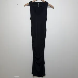 Anthropologie Beyond‎ Yoga Women Fit the Mood Midi Dress XS Black Ruched Tank thumbnail 2