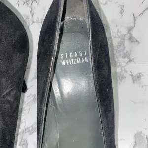 Stuart Weitzman Barrington Black Purple Glitter Buckle Heels Women's Size 9 thumbnail 4