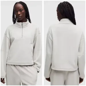 Lululemon Plush Velour Oversized Half Zip in Gray Size Small Workout Soft thumbnail 2