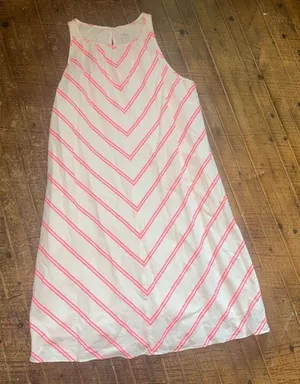 J Crew Factory pink stripe linen blend sleeveless dress thumbnail 1