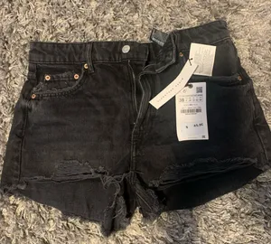 ZARA Black Jean Shorts thumbnail 1