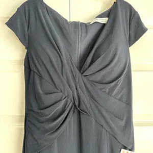 Ieena for‎ Mac Duggal V-Neck Ruched Jersey Gown Navy Size 10- NWT thumbnail 4