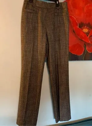Carlisle Wool Blend Pants Women Size 6 Brown Straight Leg Trouser Tweed Lined thumbnail 1