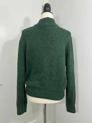 Aerie Medium Forest Green Ribbed Mock Neck Pullover Sweater thumbnail 2