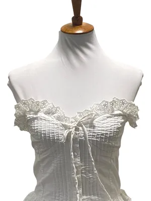 Reclaimed Vintage Strapless Cottagecore Top White Size 6 Fairy Romantic Milkmaid thumbnail 7