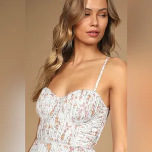 ✨Lulus Blue Cascade Ruffle Floral Midi Dress S✨ thumbnail 4