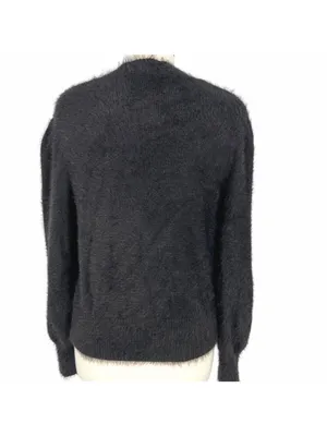 French Connection Fuzzy Cozy Cardigan Sweater Black Size Medium thumbnail 7