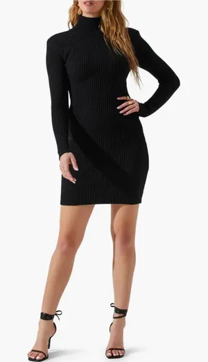 Astr the label Gwendolyn Funnel Neck Long Sleeve Sweater‎ Dress thumbnail 1
