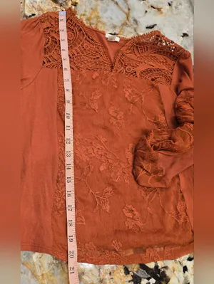 Anthropologie Tiny Noah Embroidered Lace Blouse Burnt Orange XS thumbnail 11