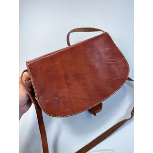 Vintage Hand‎ Tooled Leather Aztec Mayan Calendar Crossbody Saddle Bag Brown thumbnail 8
