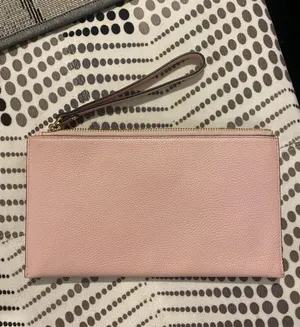 Michael Kors genuine leather soft pink large zip clutch wristlet thumbnail 2