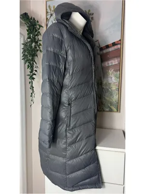 Calvin Klein Grey Duck Down Puffer Long Coat Packable Hooded Zip Size Large thumbnail 4