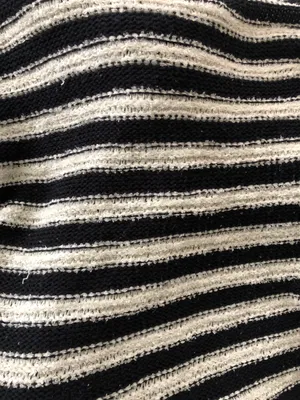 Boat neck off shoulder striped short sleeve knit sweater.l thumbnail 5