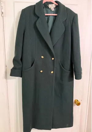 Vintage Worthington Essentials Green Wool Blend Double‎ Breasted Overcoat 14 thumbnail 1
