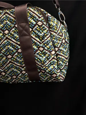 Vera Bradley Rainforest Geometric Multicolor Duffel Bag with Brown Straps thumbnail 10