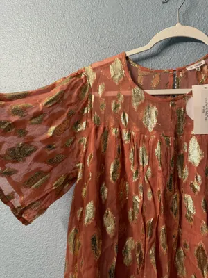 Gold and Peach Women's Top Orange Size L thumbnail 6