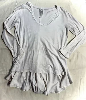 RARE Free People Made USA Swing Tunic XS White Pleated Back Boho Top (F47) thumbnail 1