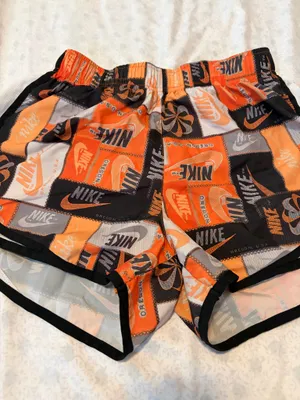 nike womens orange and black athletic shorts thumbnail 4