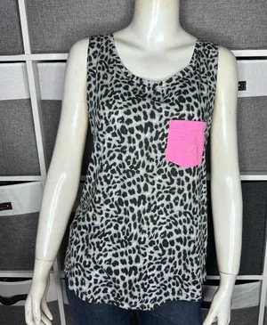 Victoria's Secret Pink Gray Animal Cheetah Pocket Tunic Tank Top Shirt Small thumbnail 1