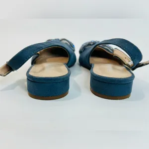 Juicy Couture “Chessa” Blue Suede Slingback Flats with Rhinestone Bows size 7 thumbnail 7
