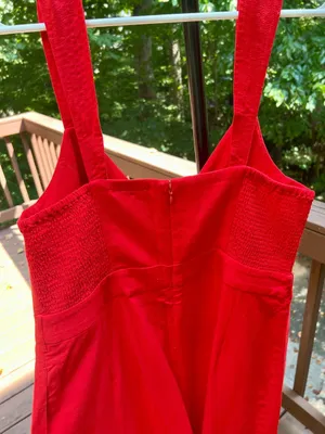 NWOT Farm Rio Red Linen Blend Wide-Leg Jumpsuit Size S thumbnail 9