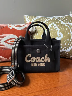 Coach Cargo Embroidered Tote Crossbody Bag 20, NWT, Black / Silver thumbnail 4