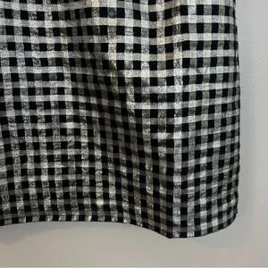 NWT J. Crew Silver/Black Gingham/Plaid Short Sleeve Metallic Top Size Small thumbnail 7
