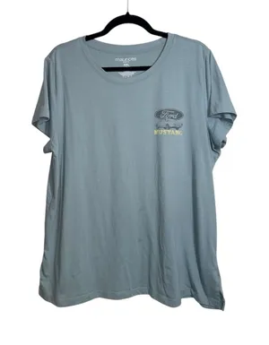 Maurices Mustang Wild & Free Graphic Tee Light Aqua Short Sleeve thumbnail 1