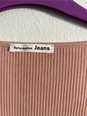 Reformation Jeans Ribbed Mini Dress in Dusty Rose Fall Winter Bodycon Size L thumbnail 7