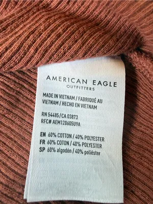 American Eagle Outfitters Rust Ribbed Button-Front Long Sleeve Top Medium thumbnail 4