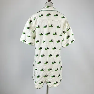 NWOT Farm Rio Linen Blend Coconut Embroidered Romper Green and Ivory Size M thumbnail 8