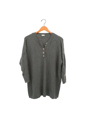 Free People Intimately Around the Clock Pullover Henley Button Sweater XS thumbnail 2