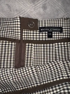 Maison D’amelie plaid brown /beige mini skirt size L thumbnail 7