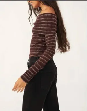 Free People brown snow bunny off the shoulder top M thumbnail 6