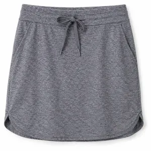 Athleta Techie Terry Mini Skirt Womens L Heather Gray Drawstring Pockets UPF 30 thumbnail 1