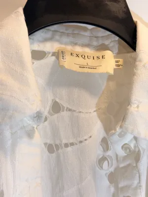 Anthropologie Exquise Adalene White Lace Maternity Button Down Blouse Top Size S thumbnail 8