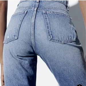 Zara size 6 denim light blue cute high rise straight leg 28 thumbnail 2