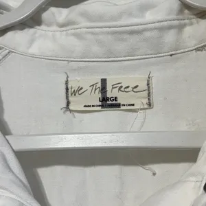 NWOT Free People Hannah Denim White Mini Dress Size Large Long Sleeve thumbnail 3