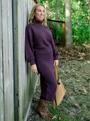 Free People Hailee Sweater Skirt Set in Vintage Wine S thumbnail 3
