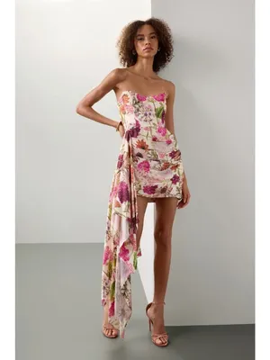 Katie May Chasing Dawn Gown in Pink Daisy Large Womens Mini Strapless thumbnail 16
