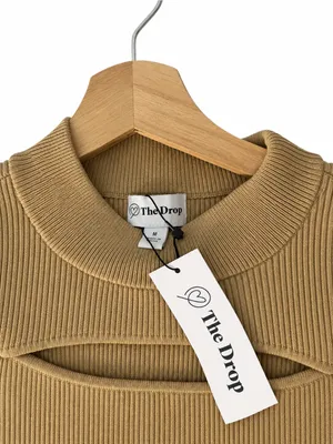 The Drop Chantal Cutout Ribbed Knit Bodycon Midi Sweater Dress M Camel NWT thumbnail 6